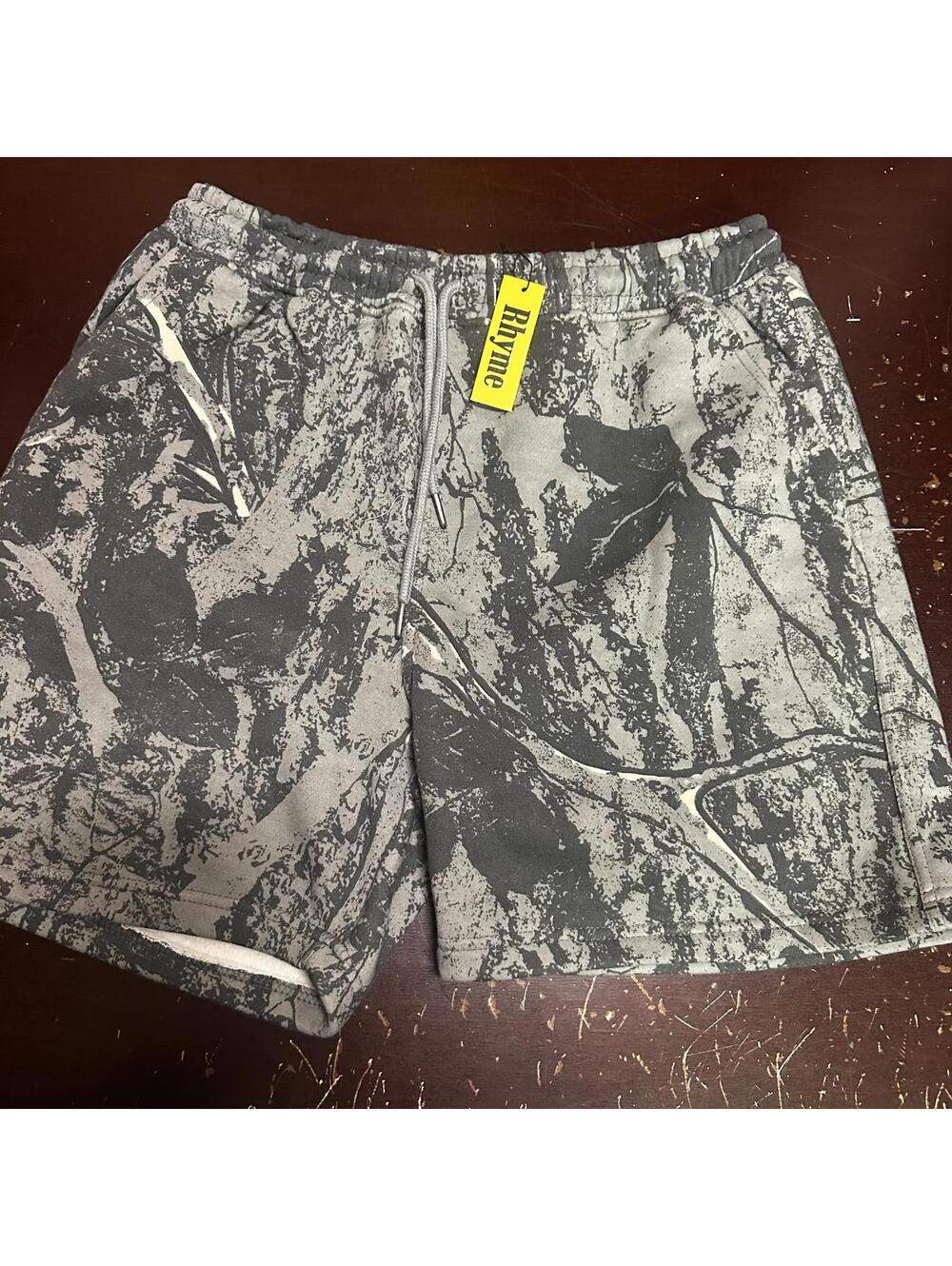 RHYME Men’s gray hunters camouflage tree hooded shorts sweatsuit large - Picture 5 of 6